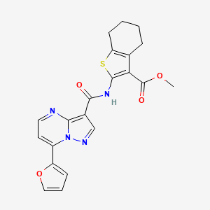 molecular formula C21H18N4O4S B4673223 methyl 2-({[7-(2-furyl)pyrazolo[1,5-a]pyrimidin-3-yl]carbonyl}amino)-4,5,6,7-tetrahydro-1-benzothiophene-3-carboxylate 