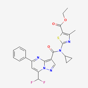 molecular formula C24H21F2N5O3S B4673239 ethyl 2-(cyclopropyl{[7-(difluoromethyl)-5-phenylpyrazolo[1,5-a]pyrimidin-3-yl]carbonyl}amino)-4-methyl-1,3-thiazole-5-carboxylate 