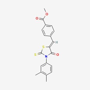 molecular formula C20H17NO3S2 B4673248 methyl 4-{[3-(3,4-dimethylphenyl)-4-oxo-2-thioxo-1,3-thiazolidin-5-ylidene]methyl}benzoate 