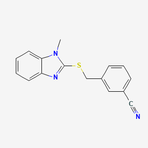 molecular formula C16H13N3S B4673256 3-{[(1-methyl-1H-benzimidazol-2-yl)thio]methyl}benzonitrile 