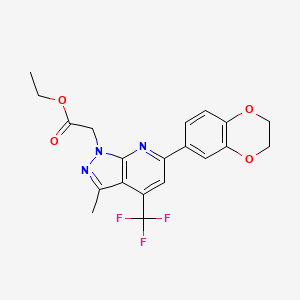 molecular formula C20H18F3N3O4 B4673271 ethyl [6-(2,3-dihydro-1,4-benzodioxin-6-yl)-3-methyl-4-(trifluoromethyl)-1H-pyrazolo[3,4-b]pyridin-1-yl]acetate 
