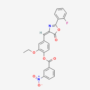 2-ethoxy-4-{[2-(2-fluorophenyl)-5-oxo-1,3-oxazol-4(5H)-ylidene]methyl}phenyl 3-nitrobenzoate