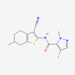 molecular formula C15H15IN4OS B4673298 N-(3-cyano-6-methyl-4,5,6,7-tetrahydro-1-benzothien-2-yl)-4-iodo-1-methyl-1H-pyrazole-5-carboxamide 