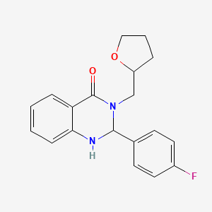 molecular formula C19H19FN2O2 B4673322 2-(4-fluorophenyl)-3-(tetrahydro-2-furanylmethyl)-2,3-dihydro-4(1H)-quinazolinone 