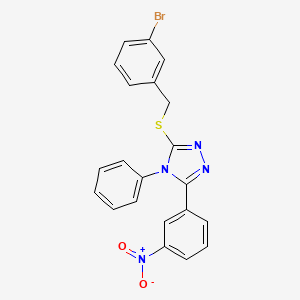 molecular formula C21H15BrN4O2S B4673342 3-[(3-bromobenzyl)thio]-5-(3-nitrophenyl)-4-phenyl-4H-1,2,4-triazole 