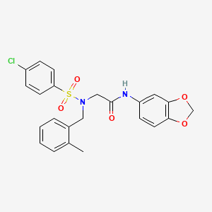 molecular formula C23H21ClN2O5S B4673348 N~1~-1,3-benzodioxol-5-yl-N~2~-[(4-chlorophenyl)sulfonyl]-N~2~-(2-methylbenzyl)glycinamide 