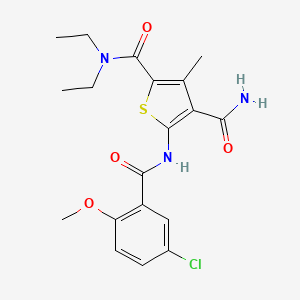 molecular formula C19H22ClN3O4S B4673420 5-[(5-chloro-2-methoxybenzoyl)amino]-N~2~,N~2~-diethyl-3-methyl-2,4-thiophenedicarboxamide 