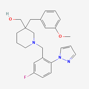 molecular formula C24H28FN3O2 B4673428 [1-[5-fluoro-2-(1H-pyrazol-1-yl)benzyl]-3-(3-methoxybenzyl)-3-piperidinyl]methanol 