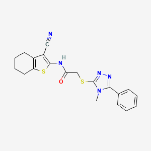 molecular formula C20H19N5OS2 B4673432 N-(3-cyano-4,5,6,7-tetrahydro-1-benzothien-2-yl)-2-[(4-methyl-5-phenyl-4H-1,2,4-triazol-3-yl)thio]acetamide 