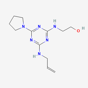 molecular formula C12H20N6O B4673453 2-{[4-(allylamino)-6-(1-pyrrolidinyl)-1,3,5-triazin-2-yl]amino}ethanol 