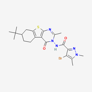molecular formula C21H26BrN5O2S B4673468 4-bromo-N-(7-tert-butyl-2-methyl-4-oxo-5,6,7,8-tetrahydro[1]benzothieno[2,3-d]pyrimidin-3(4H)-yl)-1,5-dimethyl-1H-pyrazole-3-carboxamide 