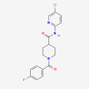 molecular formula C18H17ClFN3O2 B4673553 N-(5-chloro-2-pyridinyl)-1-(4-fluorobenzoyl)-4-piperidinecarboxamide 