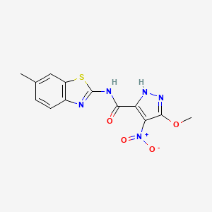 molecular formula C13H11N5O4S B4673598 3-methoxy-N-(6-methyl-1,3-benzothiazol-2-yl)-4-nitro-1H-pyrazole-5-carboxamide 