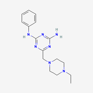 molecular formula C16H23N7 B4673631 6-[(4-ethyl-1-piperazinyl)methyl]-N-phenyl-1,3,5-triazine-2,4-diamine 