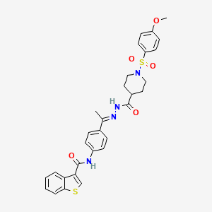 molecular formula C30H30N4O5S2 B4673638 N-{4-[N-({1-[(4-methoxyphenyl)sulfonyl]-4-piperidinyl}carbonyl)ethanehydrazonoyl]phenyl}-1-benzothiophene-3-carboxamide 