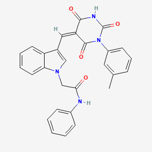 molecular formula C28H22N4O4 B4673691 2-(3-{[1-(3-methylphenyl)-2,4,6-trioxotetrahydro-5(2H)-pyrimidinylidene]methyl}-1H-indol-1-yl)-N-phenylacetamide 