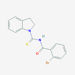 molecular formula C16H13BrN2OS B467381 2-bromo-N-[2,3-dihydroindol-1-yl(sulfanylidene)methyl]benzamide CAS No. 642946-25-6