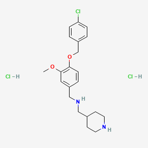molecular formula C21H29Cl3N2O2 B4673811 {4-[(4-chlorobenzyl)oxy]-3-methoxybenzyl}(4-piperidinylmethyl)amine dihydrochloride 