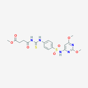 molecular formula C18H21N5O7S2 B467382 Methyl 4-[({4-[(2,6-dimethoxypyrimidin-4-yl)sulfamoyl]phenyl}carbamothioyl)amino]-4-oxobutanoate CAS No. 500201-28-5