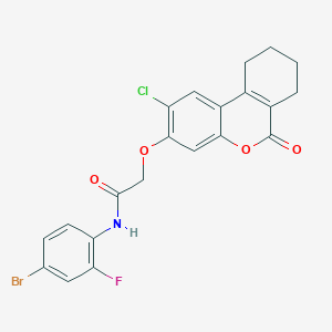 molecular formula C21H16BrClFNO4 B4673826 N-(4-bromo-2-fluorophenyl)-2-[(2-chloro-6-oxo-7,8,9,10-tetrahydro-6H-benzo[c]chromen-3-yl)oxy]acetamide 