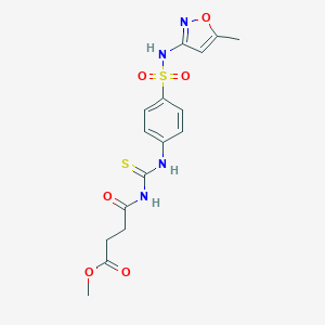molecular formula C16H18N4O6S2 B467383 Methyl 4-{[(4-{[(5-methyl-3-isoxazolyl)amino]sulfonyl}anilino)carbothioyl]amino}-4-oxobutanoate CAS No. 500201-43-4