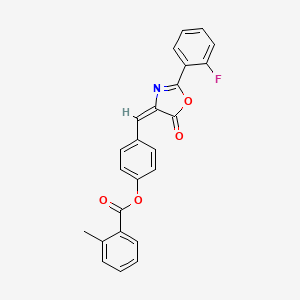 molecular formula C24H16FNO4 B4673847 4-{[2-(2-fluorophenyl)-5-oxo-1,3-oxazol-4(5H)-ylidene]methyl}phenyl 2-methylbenzoate 