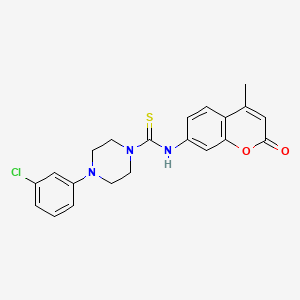 molecular formula C21H20ClN3O2S B4673854 4-(3-chlorophenyl)-N-(4-methyl-2-oxo-2H-chromen-7-yl)-1-piperazinecarbothioamide 