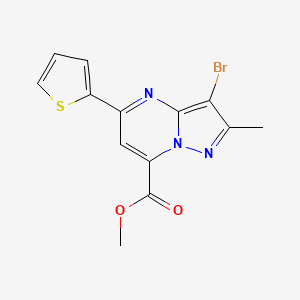 molecular formula C13H10BrN3O2S B4673885 methyl 3-bromo-2-methyl-5-(2-thienyl)pyrazolo[1,5-a]pyrimidine-7-carboxylate 