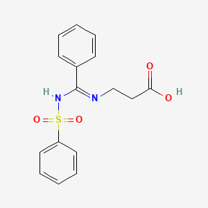 molecular formula C16H16N2O4S B4673924 N-{phenyl[(phenylsulfonyl)imino]methyl}-beta-alanine 