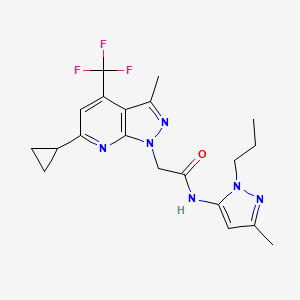 molecular formula C20H23F3N6O B4673934 2-[6-cyclopropyl-3-methyl-4-(trifluoromethyl)-1H-pyrazolo[3,4-b]pyridin-1-yl]-N-(3-methyl-1-propyl-1H-pyrazol-5-yl)acetamide 