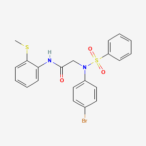 molecular formula C21H19BrN2O3S2 B4673944 N~2~-(4-bromophenyl)-N~1~-[2-(methylthio)phenyl]-N~2~-(phenylsulfonyl)glycinamide 