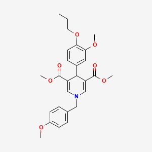 molecular formula C27H31NO7 B4673967 dimethyl 1-(4-methoxybenzyl)-4-(3-methoxy-4-propoxyphenyl)-1,4-dihydro-3,5-pyridinedicarboxylate 