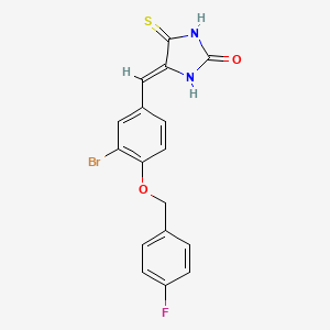 molecular formula C17H12BrFN2O2S B4673981 4-{3-bromo-4-[(4-fluorobenzyl)oxy]benzylidene}-5-thioxo-2-imidazolidinone 