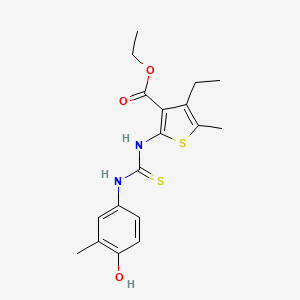 molecular formula C18H22N2O3S2 B4673984 ethyl 4-ethyl-2-({[(4-hydroxy-3-methylphenyl)amino]carbonothioyl}amino)-5-methyl-3-thiophenecarboxylate 