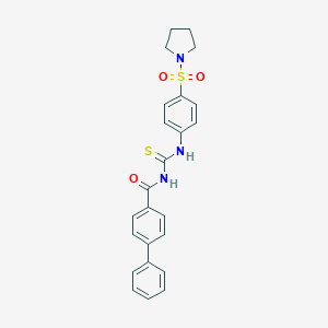 molecular formula C24H23N3O3S2 B467402 4-[({[4-(Pyrrolidin-1-ylsulfonyl)anilino]carbothioyl}amino)carbonyl]-1,1'-biphenyl CAS No. 497091-54-0