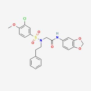 molecular formula C24H23ClN2O6S B4674023 N~1~-1,3-benzodioxol-5-yl-N~2~-[(3-chloro-4-methoxyphenyl)sulfonyl]-N~2~-(2-phenylethyl)glycinamide 