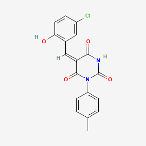 molecular formula C18H13ClN2O4 B4674051 5-(5-chloro-2-hydroxybenzylidene)-1-(4-methylphenyl)-2,4,6(1H,3H,5H)-pyrimidinetrione 