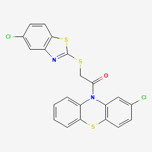 molecular formula C21H12Cl2N2OS3 B4674077 2-chloro-10-{[(5-chloro-1,3-benzothiazol-2-yl)thio]acetyl}-10H-phenothiazine 