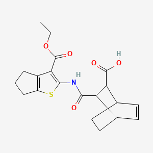 molecular formula C20H23NO5S B4674084 3-({[3-(ethoxycarbonyl)-5,6-dihydro-4H-cyclopenta[b]thien-2-yl]amino}carbonyl)bicyclo[2.2.2]oct-5-ene-2-carboxylic acid 