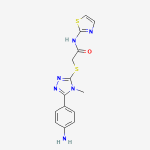 molecular formula C14H14N6OS2 B4674126 2-{[5-(4-aminophenyl)-4-methyl-4H-1,2,4-triazol-3-yl]thio}-N-1,3-thiazol-2-ylacetamide 
