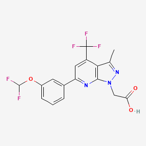 molecular formula C17H12F5N3O3 B4674138 [6-[3-(difluoromethoxy)phenyl]-3-methyl-4-(trifluoromethyl)-1H-pyrazolo[3,4-b]pyridin-1-yl]acetic acid 