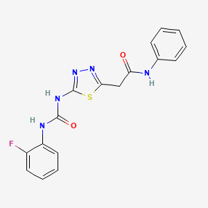molecular formula C17H14FN5O2S B4674173 2-[5-({[(2-fluorophenyl)amino]carbonyl}amino)-1,3,4-thiadiazol-2-yl]-N-phenylacetamide 