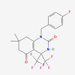 molecular formula C19H17F7N2O2 B4674175 1-(4-fluorobenzyl)-7,7-dimethyl-4,4-bis(trifluoromethyl)-4,6,7,8-tetrahydro-2,5(1H,3H)-quinazolinedione 