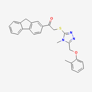 molecular formula C26H23N3O2S B4674187 1-(9H-fluoren-2-yl)-2-({4-methyl-5-[(2-methylphenoxy)methyl]-4H-1,2,4-triazol-3-yl}thio)ethanone 