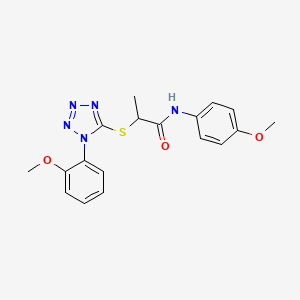 molecular formula C18H19N5O3S B4674228 N-(4-methoxyphenyl)-2-{[1-(2-methoxyphenyl)-1H-tetrazol-5-yl]thio}propanamide 
