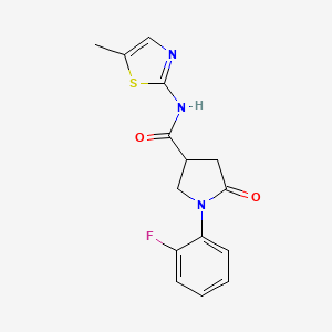 molecular formula C15H14FN3O2S B4674286 1-(2-fluorophenyl)-N-(5-methyl-1,3-thiazol-2-yl)-5-oxo-3-pyrrolidinecarboxamide 