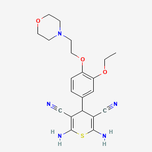 molecular formula C21H25N5O3S B4674303 2,6-diamino-4-{3-ethoxy-4-[2-(4-morpholinyl)ethoxy]phenyl}-4H-thiopyran-3,5-dicarbonitrile 