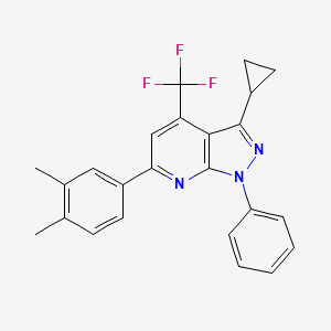 molecular formula C24H20F3N3 B4674308 3-cyclopropyl-6-(3,4-dimethylphenyl)-1-phenyl-4-(trifluoromethyl)-1H-pyrazolo[3,4-b]pyridine 