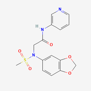 molecular formula C15H15N3O5S B4674316 N~2~-1,3-benzodioxol-5-yl-N~2~-(methylsulfonyl)-N~1~-3-pyridinylglycinamide 
