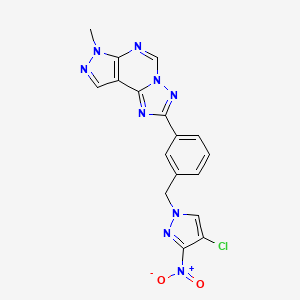 molecular formula C17H12ClN9O2 B4674387 2-{3-[(4-chloro-3-nitro-1H-pyrazol-1-yl)methyl]phenyl}-7-methyl-7H-pyrazolo[4,3-e][1,2,4]triazolo[1,5-c]pyrimidine 